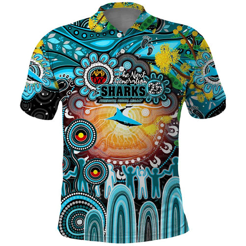 Personalised NAIDOC Week 2025 Sharks Rugby Polo Shirt Aboriginal Dot Painting