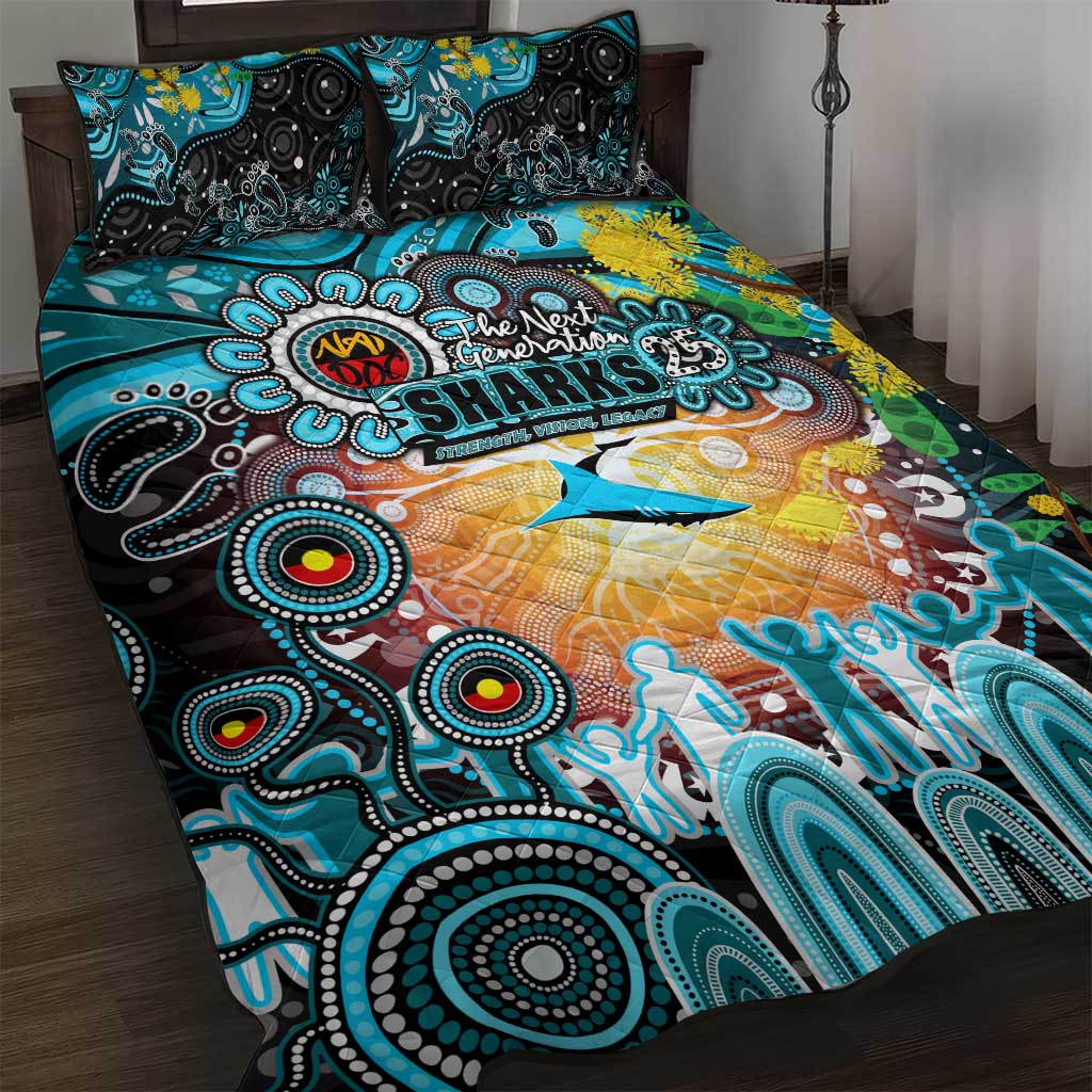 NAIDOC Week 2025 Sharks Rugby Quilt Bed Set Aboriginal Dot Painting