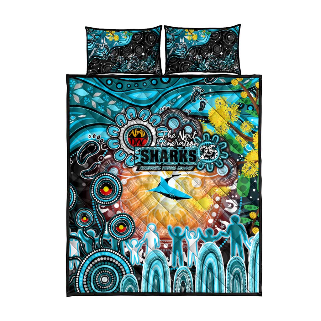 NAIDOC Week 2025 Sharks Rugby Quilt Bed Set Aboriginal Dot Painting