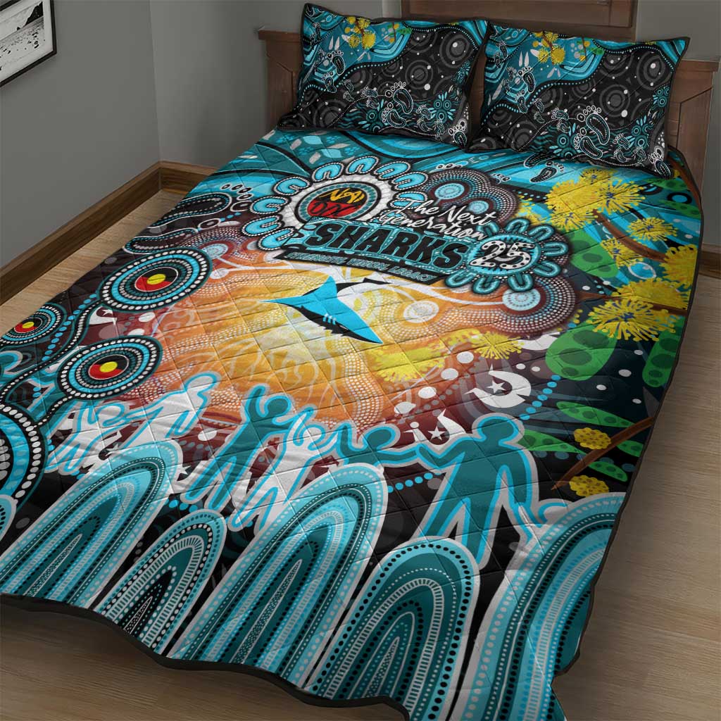 NAIDOC Week 2025 Sharks Rugby Quilt Bed Set Aboriginal Dot Painting