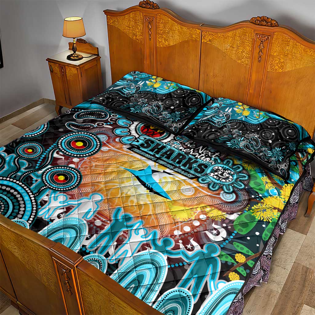 NAIDOC Week 2025 Sharks Rugby Quilt Bed Set Aboriginal Dot Painting