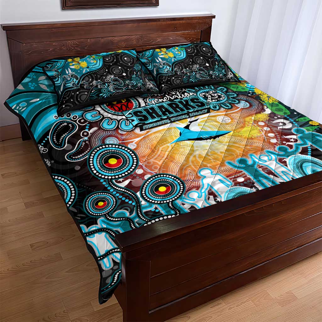 NAIDOC Week 2025 Sharks Rugby Quilt Bed Set Aboriginal Dot Painting