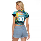 Personalised NAIDOC Week 2025 Sharks Rugby Raglan Cropped T Shirt Aboriginal Dot Painting