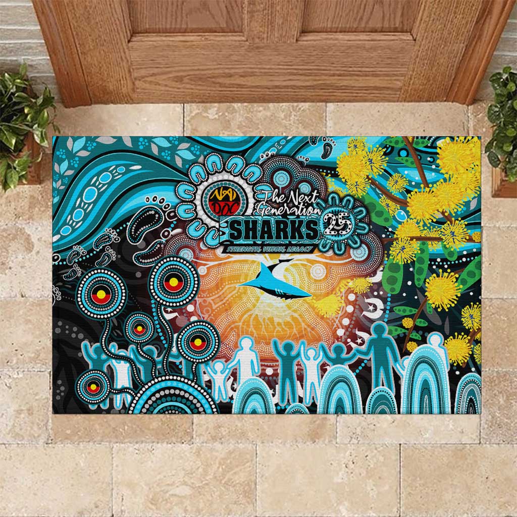 NAIDOC Week 2025 Sharks Rugby Rubber Doormat Aboriginal Dot Painting