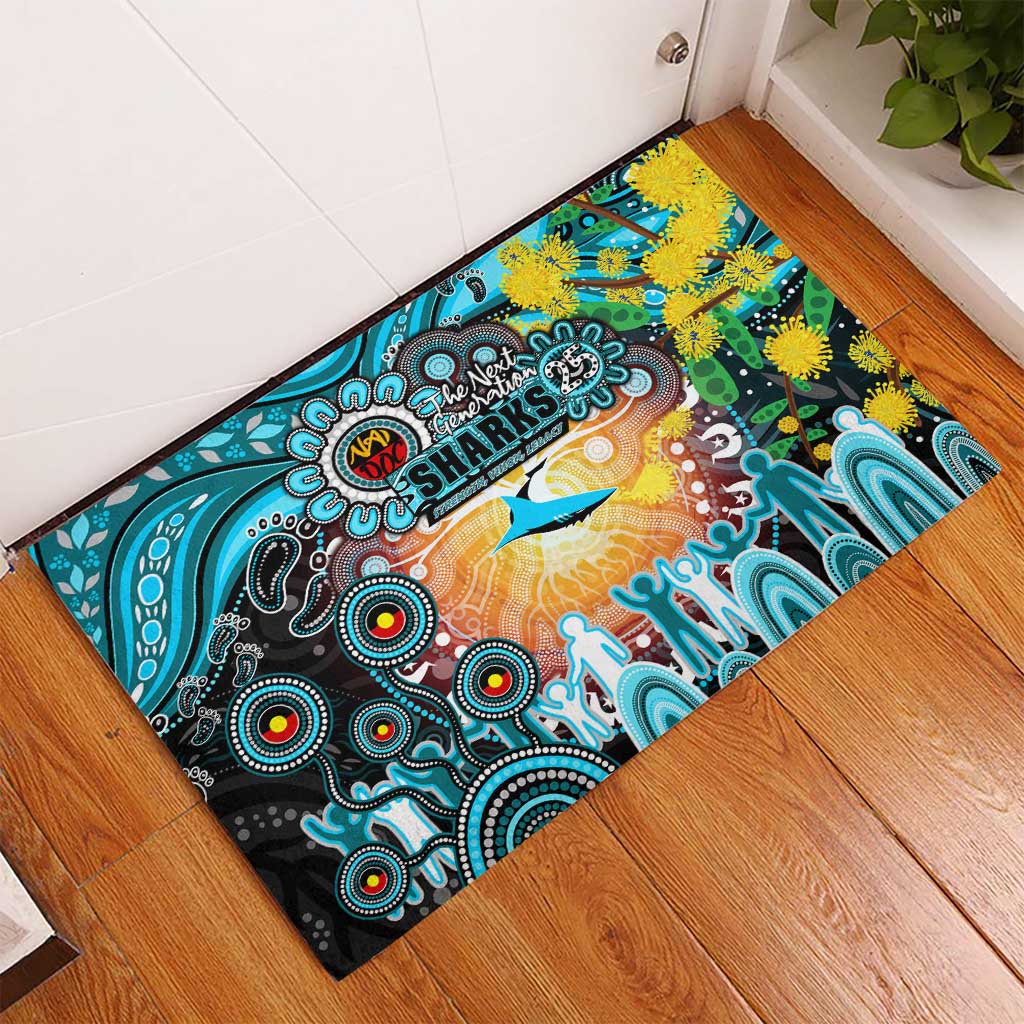 NAIDOC Week 2025 Sharks Rugby Rubber Doormat Aboriginal Dot Painting