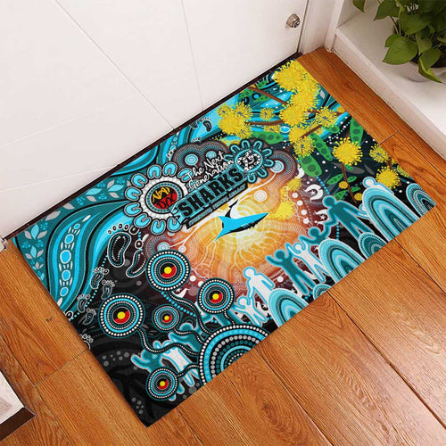 NAIDOC Week 2025 Sharks Rugby Rubber Doormat Aboriginal Dot Painting