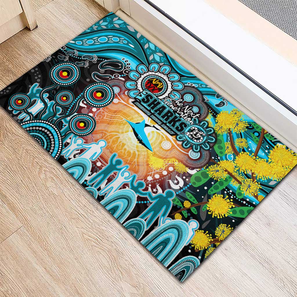 NAIDOC Week 2025 Sharks Rugby Rubber Doormat Aboriginal Dot Painting