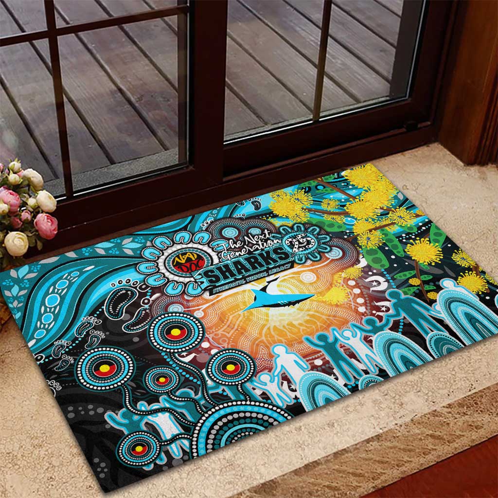 NAIDOC Week 2025 Sharks Rugby Rubber Doormat Aboriginal Dot Painting