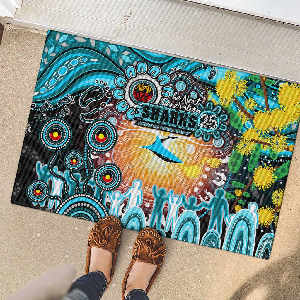 NAIDOC Week 2025 Sharks Rugby Rubber Doormat Aboriginal Dot Painting