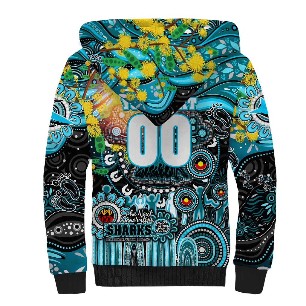 Personalised NAIDOC Week 2025 Sharks Rugby Sherpa Hoodie Aboriginal Dot Painting