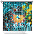 NAIDOC Week 2025 Sharks Rugby Shower Curtain Aboriginal Dot Painting