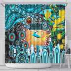 NAIDOC Week 2025 Sharks Rugby Shower Curtain Aboriginal Dot Painting
