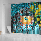 NAIDOC Week 2025 Sharks Rugby Shower Curtain Aboriginal Dot Painting
