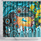 NAIDOC Week 2025 Sharks Rugby Shower Curtain Aboriginal Dot Painting
