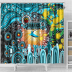 NAIDOC Week 2025 Sharks Rugby Shower Curtain Aboriginal Dot Painting