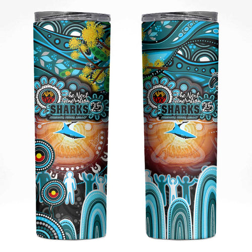 NAIDOC Week 2025 Sharks Rugby Skinny Tumbler Aboriginal Dot Painting