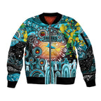 Personalised NAIDOC Week 2025 Sharks Rugby Sleeve Zip Bomber Jacket Aboriginal Dot Painting