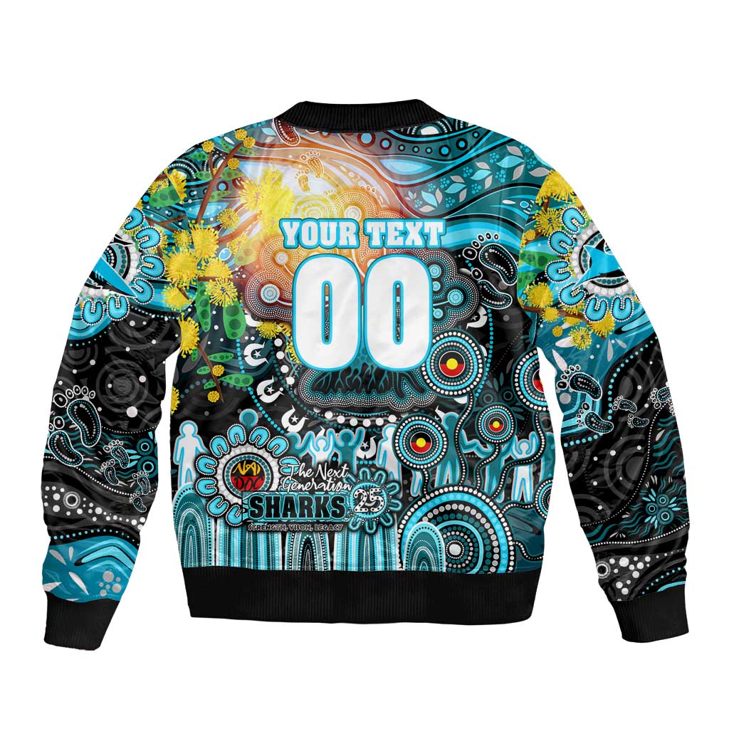 Personalised NAIDOC Week 2025 Sharks Rugby Sleeve Zip Bomber Jacket Aboriginal Dot Painting