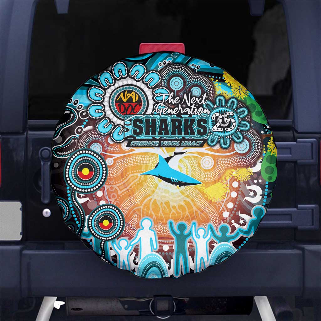 NAIDOC Week 2025 Sharks Rugby Spare Tire Cover Aboriginal Dot Painting