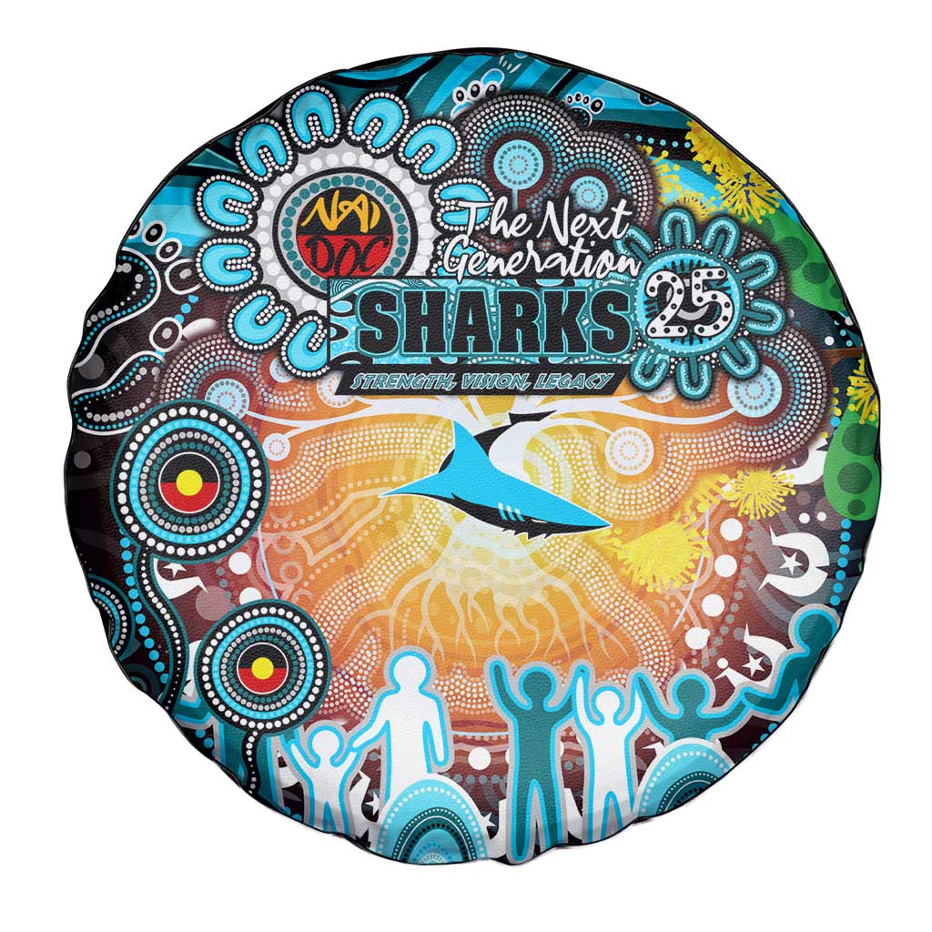 NAIDOC Week 2025 Sharks Rugby Spare Tire Cover Aboriginal Dot Painting