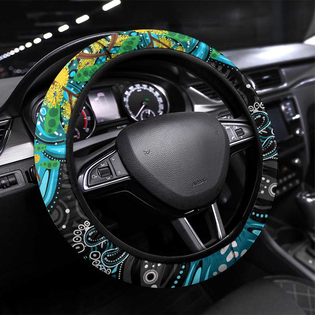 NAIDOC Week 2025 Sharks Rugby Steering Wheel Cover Aboriginal Dot Painting