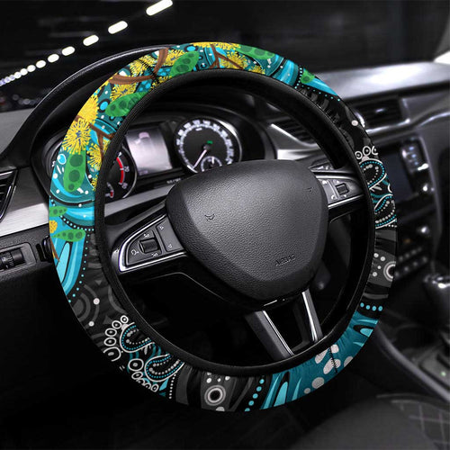 NAIDOC Week 2025 Sharks Rugby Steering Wheel Cover Aboriginal Dot Painting