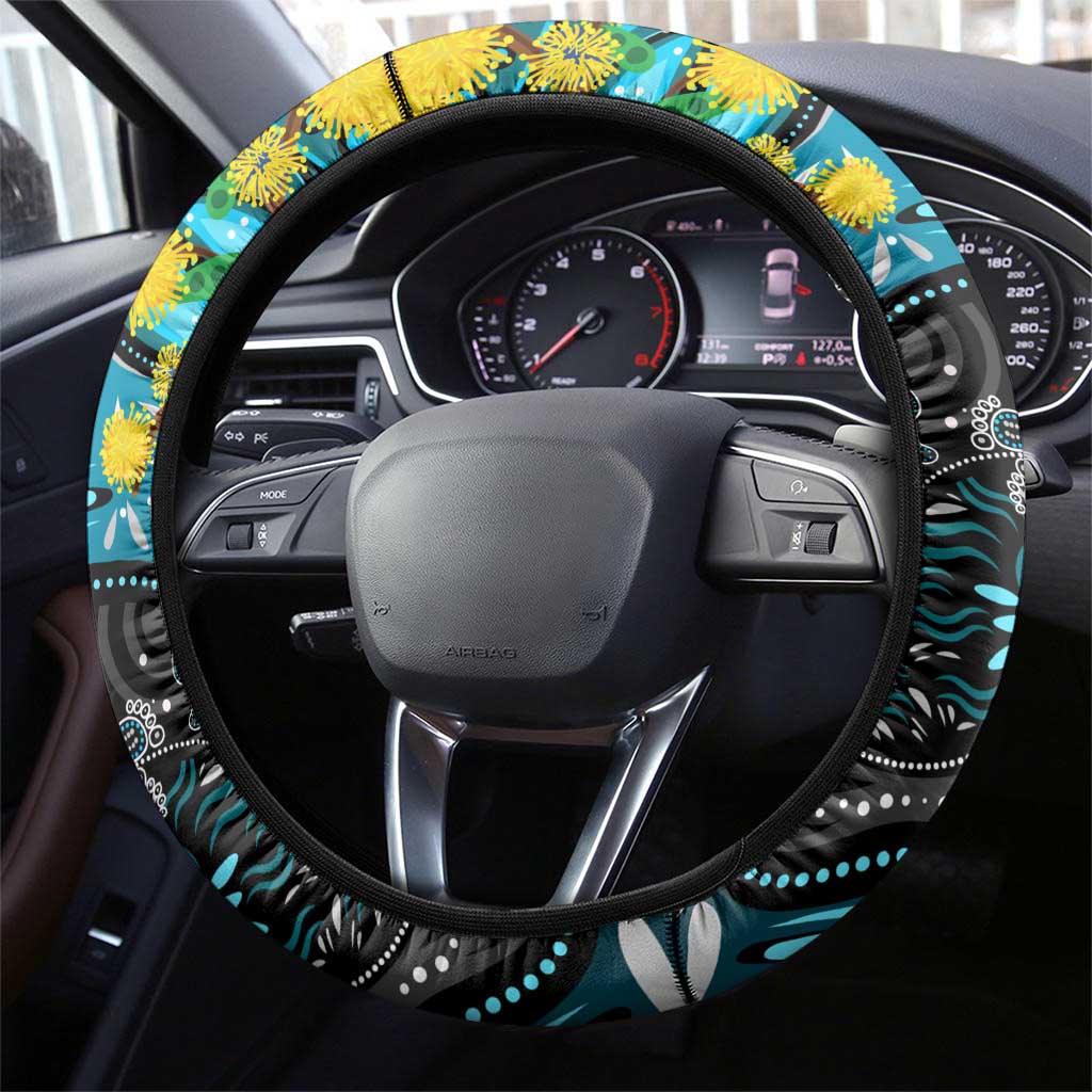 NAIDOC Week 2025 Sharks Rugby Steering Wheel Cover Aboriginal Dot Painting