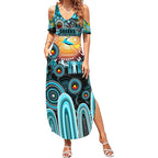 Personalised NAIDOC Week 2025 Sharks Rugby Summer Maxi Dress Aboriginal Dot Painting