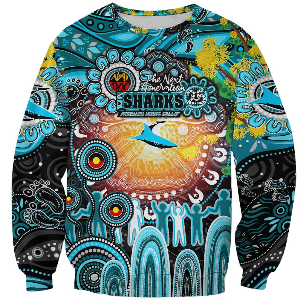 Personalised NAIDOC Week 2025 Sharks Rugby Sweatshirt Aboriginal Dot Painting