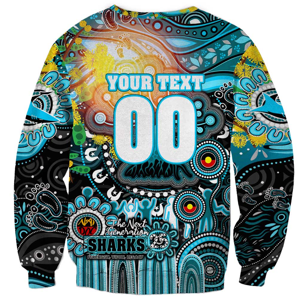 Personalised NAIDOC Week 2025 Sharks Rugby Sweatshirt Aboriginal Dot Painting