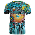 Personalised NAIDOC Week 2025 Sharks Rugby T Shirt Aboriginal Dot Painting