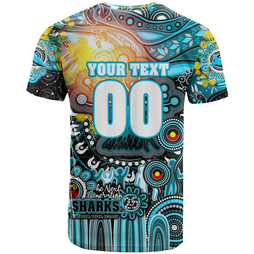 Personalised NAIDOC Week 2025 Sharks Rugby T Shirt Aboriginal Dot Painting