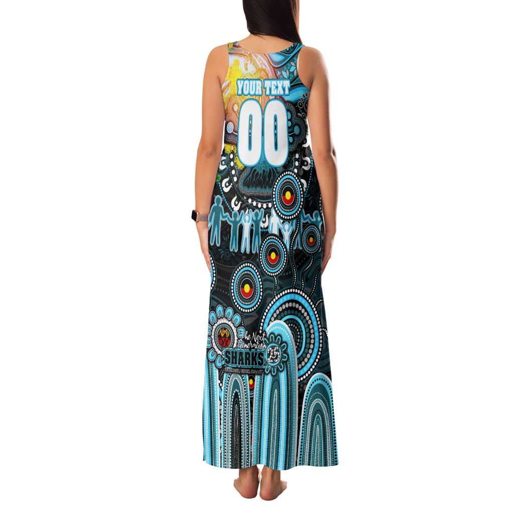 Personalised NAIDOC Week 2025 Sharks Rugby Tank Maxi Dress Aboriginal Dot Painting