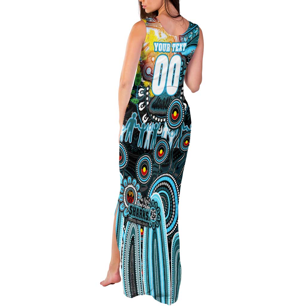 Personalised NAIDOC Week 2025 Sharks Rugby Tank Maxi Dress Aboriginal Dot Painting