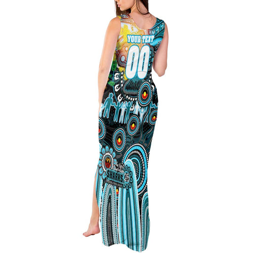Personalised NAIDOC Week 2025 Sharks Rugby Tank Maxi Dress Aboriginal Dot Painting