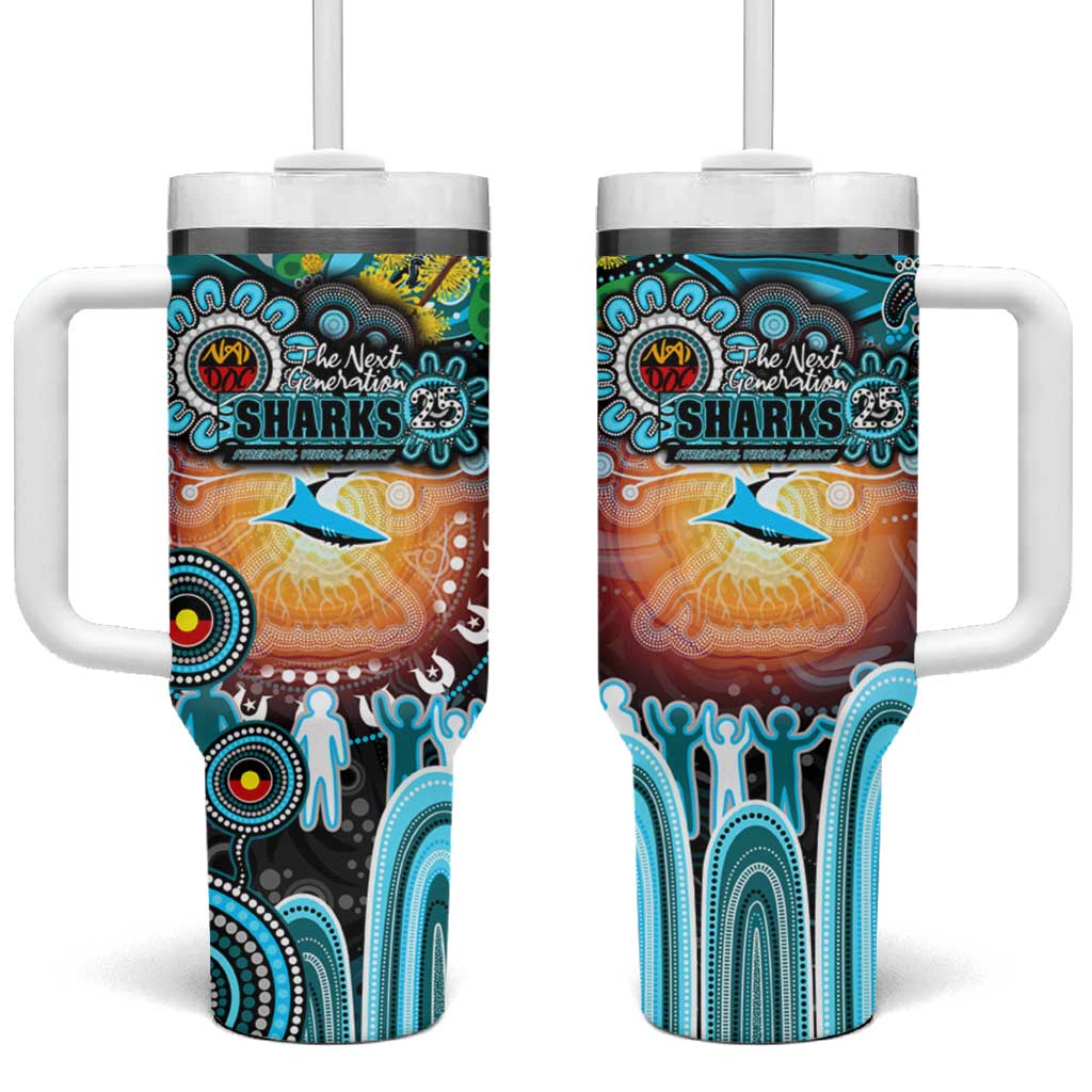 NAIDOC Week 2025 Sharks Rugby Tumbler With Handle Aboriginal Dot Painting