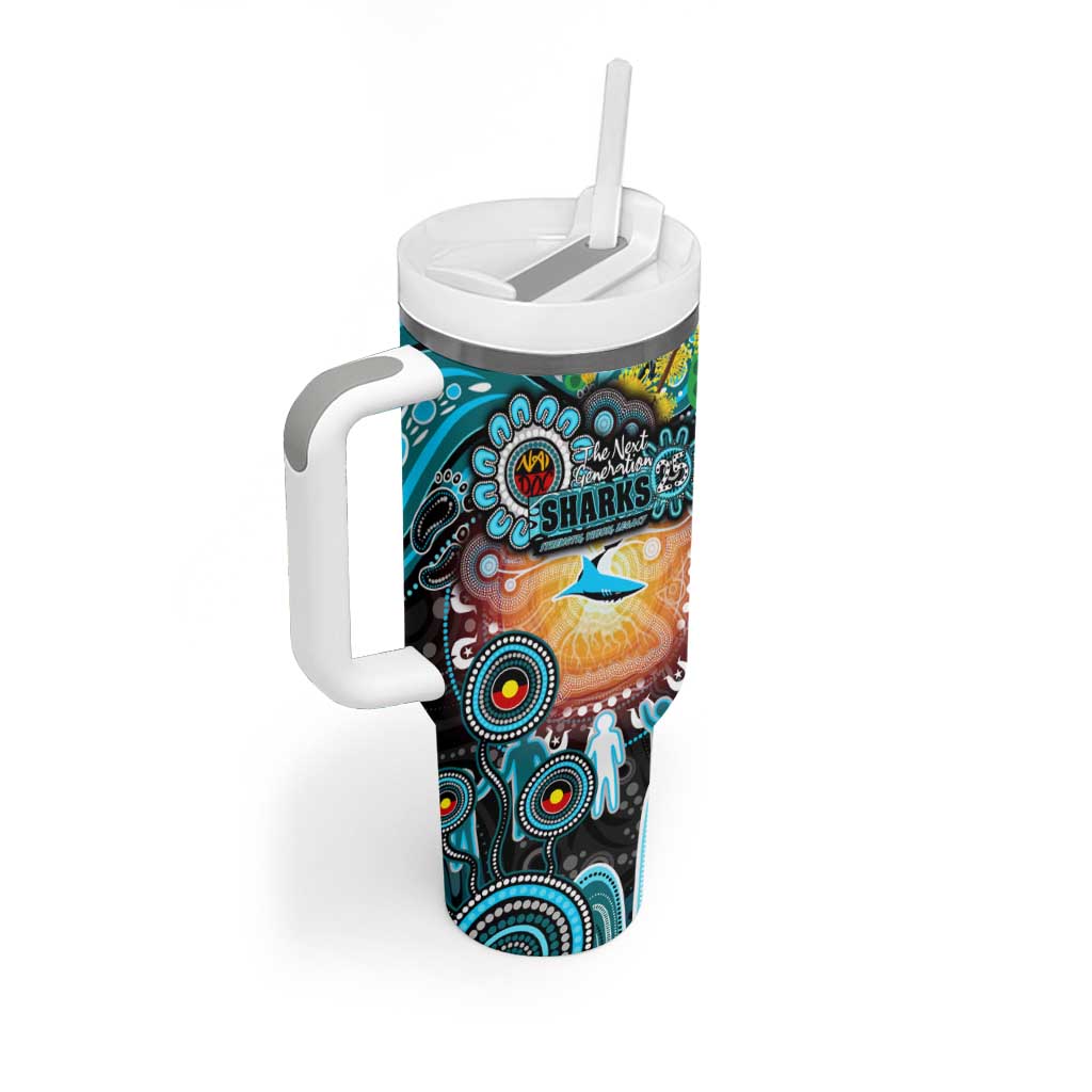 NAIDOC Week 2025 Sharks Rugby Tumbler With Handle Aboriginal Dot Painting