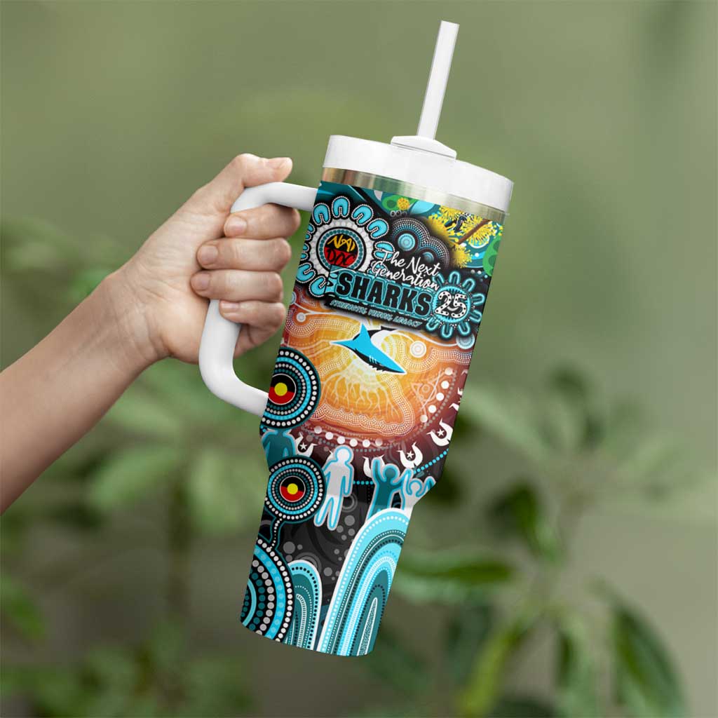 NAIDOC Week 2025 Sharks Rugby Tumbler With Handle Aboriginal Dot Painting