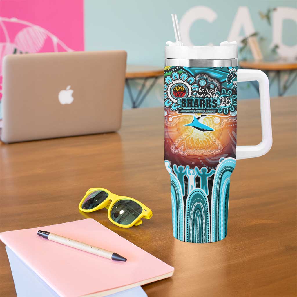NAIDOC Week 2025 Sharks Rugby Tumbler With Handle Aboriginal Dot Painting