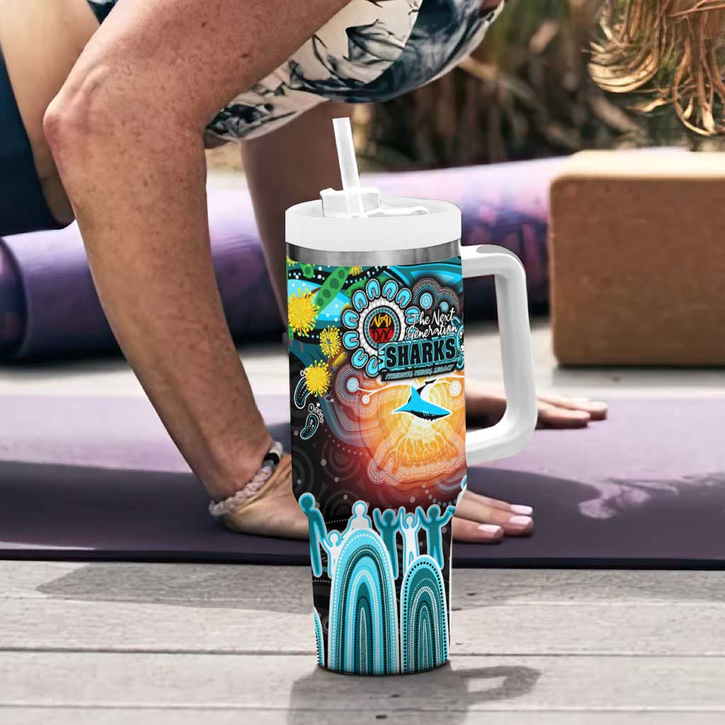 NAIDOC Week 2025 Sharks Rugby Tumbler With Handle Aboriginal Dot Painting