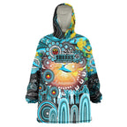 Personalised NAIDOC Week 2025 Sharks Rugby Wearable Blanket Hoodie Aboriginal Dot Painting