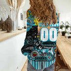 Personalised NAIDOC Week 2025 Sharks Rugby Women Casual Shirt Aboriginal Dot Painting