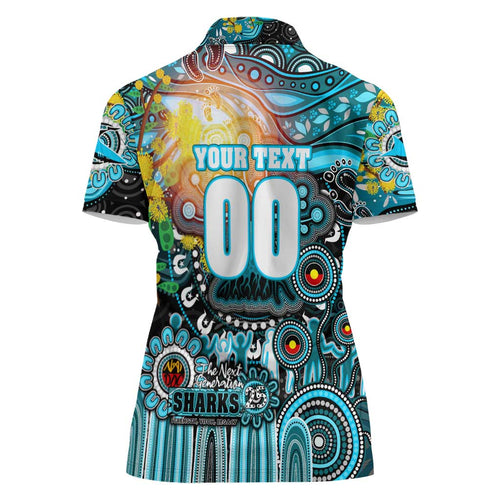 Personalised NAIDOC Week 2025 Sharks Rugby Women Polo Shirt Aboriginal Dot Painting