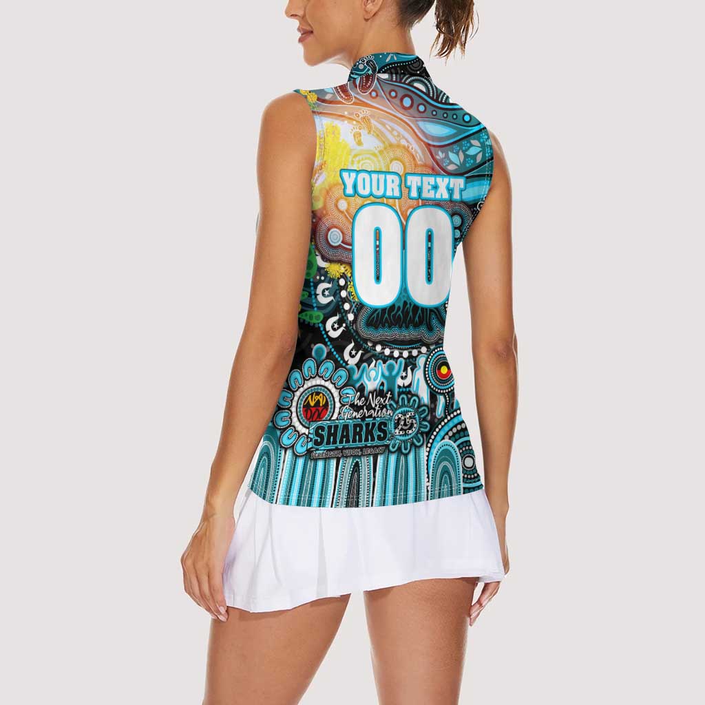 Personalised NAIDOC Week 2025 Sharks Rugby Women Sleeveless Polo Shirt Aboriginal Dot Painting