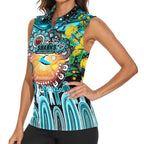 Personalised NAIDOC Week 2025 Sharks Rugby Women Sleeveless Polo Shirt Aboriginal Dot Painting