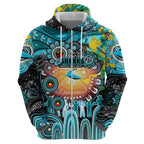 Personalised NAIDOC Week 2025 Sharks Rugby Zip Hoodie Aboriginal Dot Painting