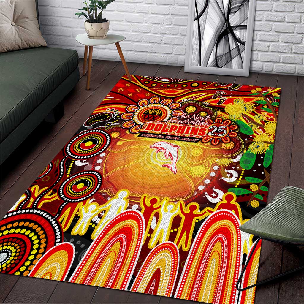 NAIDOC Week 2025 Dolphins Rugby Area Rug Aboriginal Dot Painting