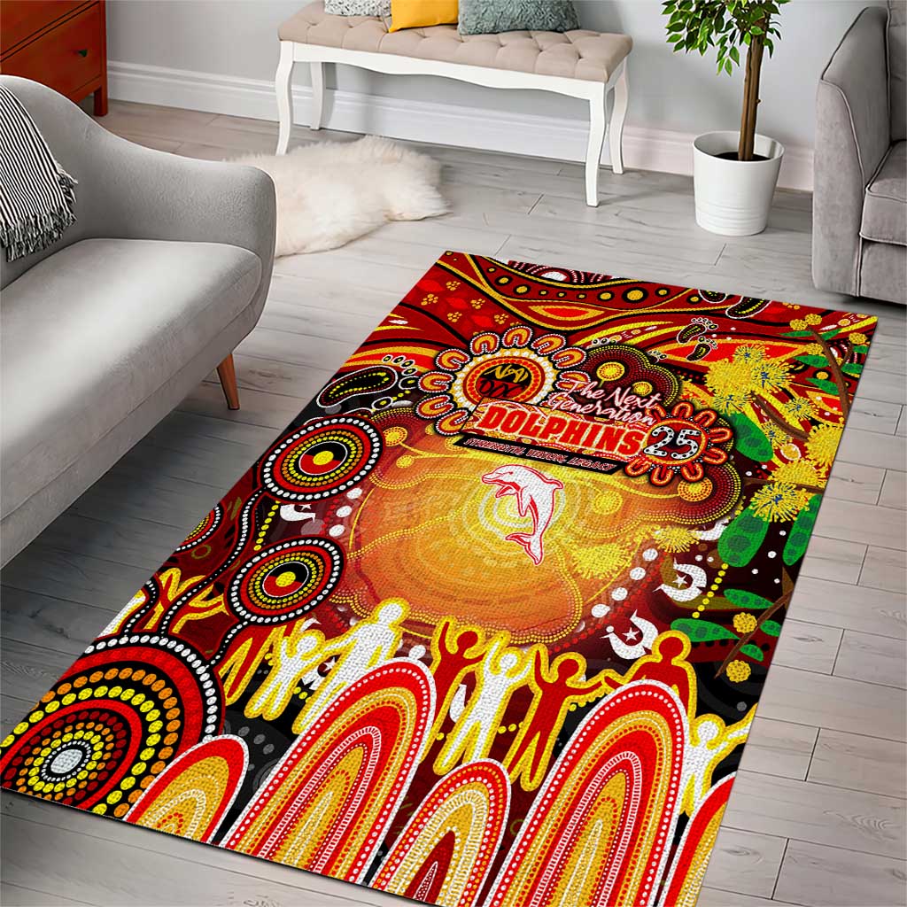 NAIDOC Week 2025 Dolphins Rugby Area Rug Aboriginal Dot Painting