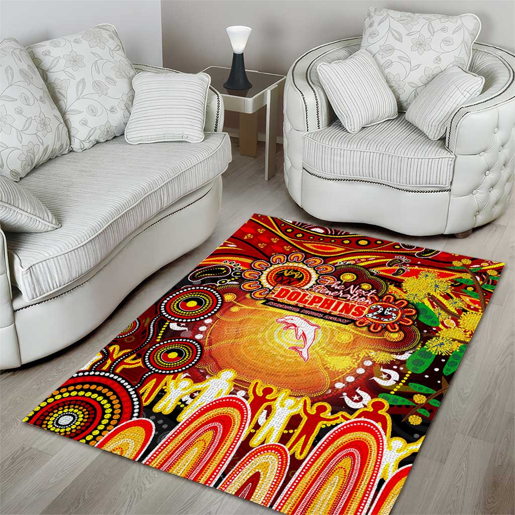 NAIDOC Week 2025 Dolphins Rugby Area Rug Aboriginal Dot Painting