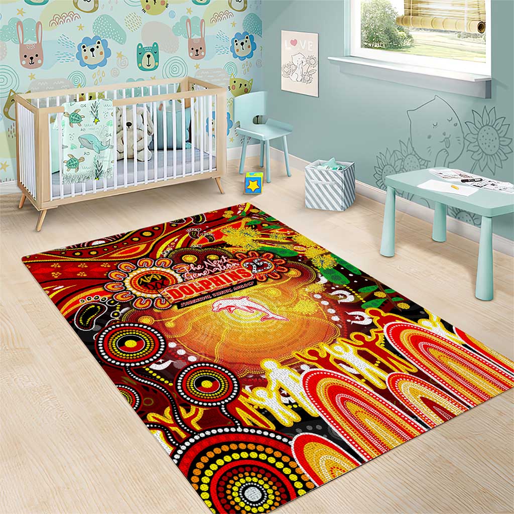 NAIDOC Week 2025 Dolphins Rugby Area Rug Aboriginal Dot Painting